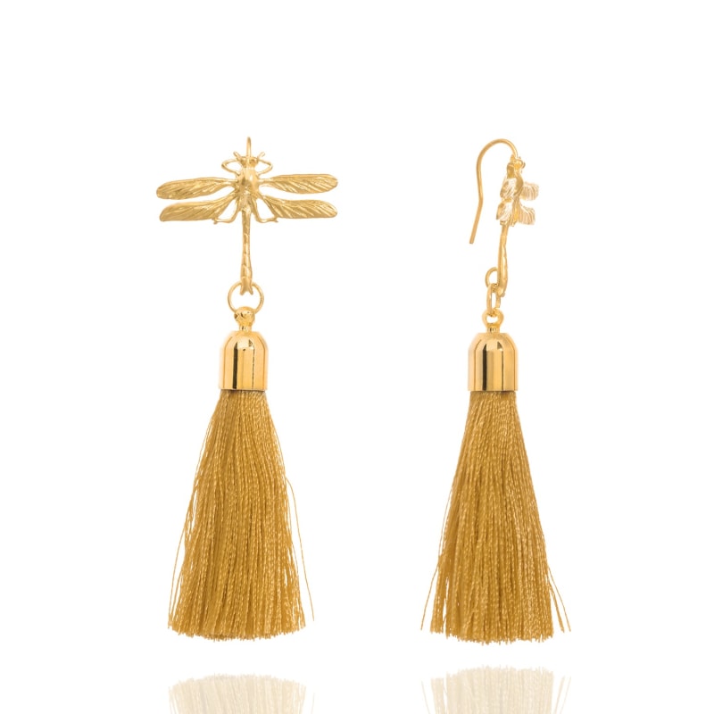 Thumbnail of Dragonfly Tassel Earrings Gold image