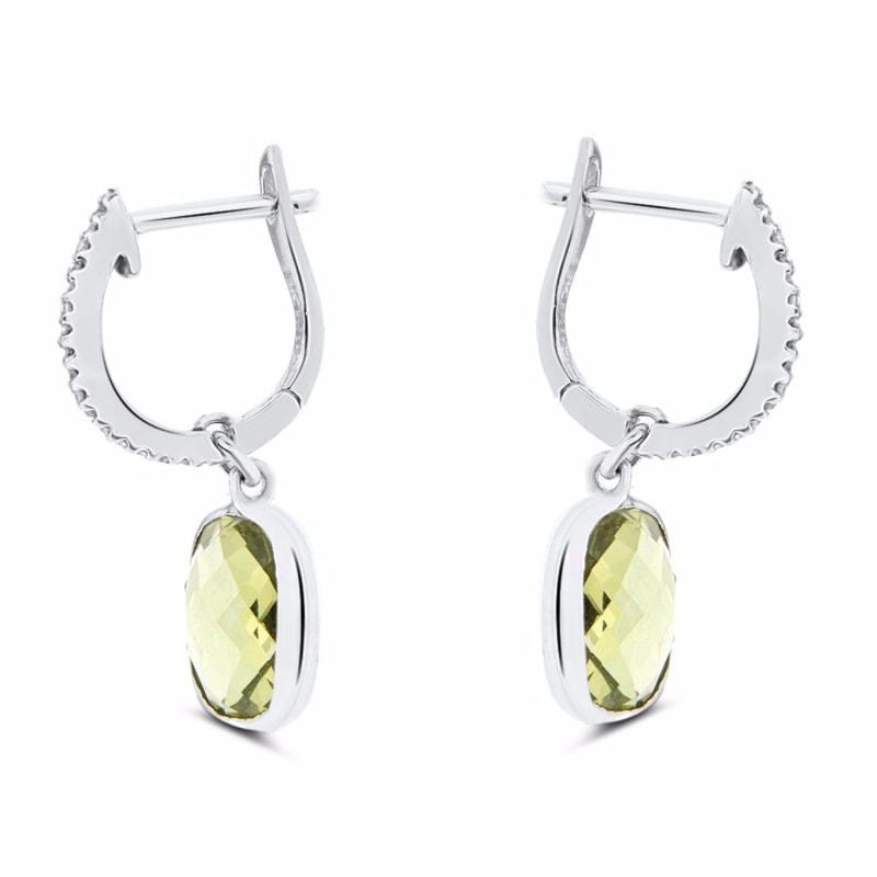 Thumbnail of Cushion Drop Earrings 14k White Gold image