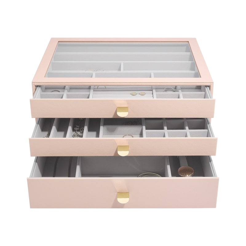 Blush Pink Supersize Jewelry Box With Drawers, Stackers
