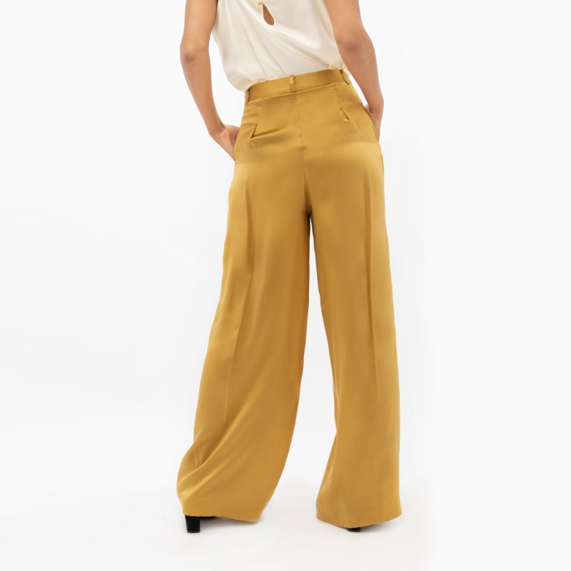 Thumbnail of Branson Silk White Leg Pants In Yellow Mimosa image