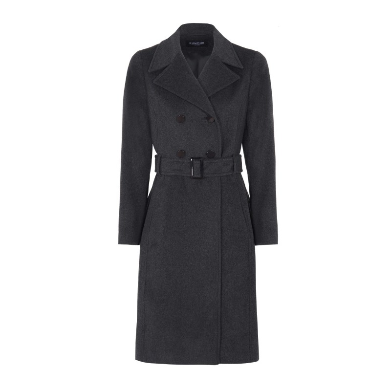 Isabella Grey Wool And Cashmere Blend Coat With Double-Breasted ...
