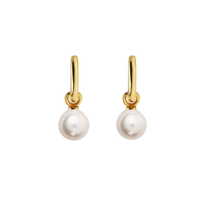 Thumbnail of Aetia White Pearl Hoop Earrings - Gold image