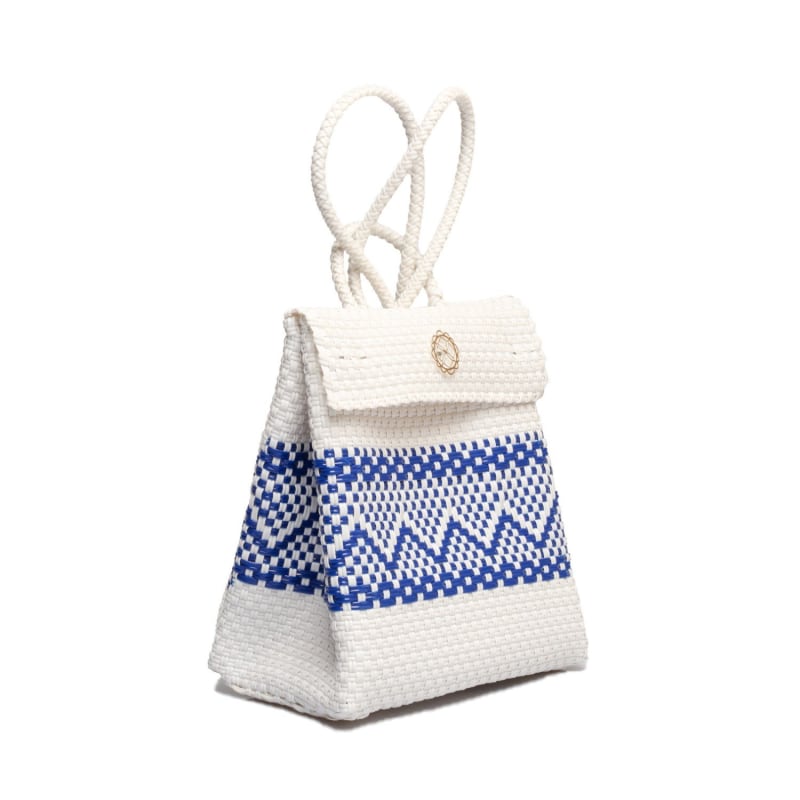 Thumbnail of Backpack White Blue Aztec Stripe image