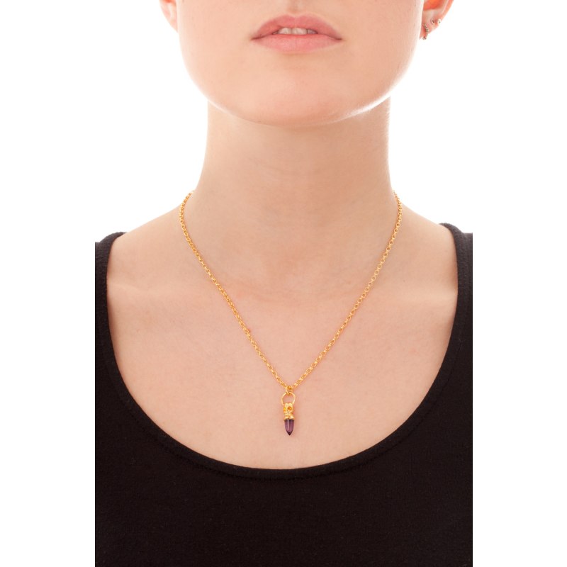 Thumbnail of Skull Necklace - Amethyst & Gold image