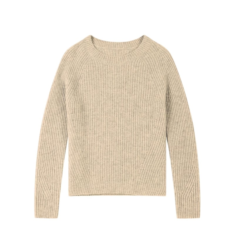 Ribbed Cashmere Sweater In Natural Beige, Loop Cashmere