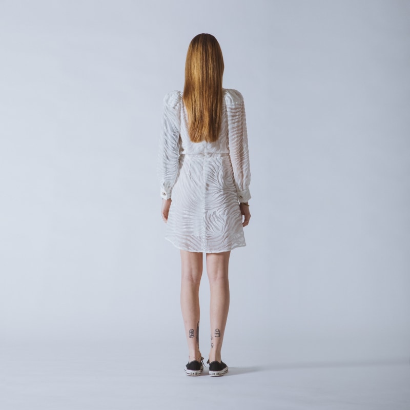 Thumbnail of Suzi Short White Devoré-Velvet Dress image