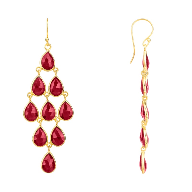 Thumbnail of Erviola Gemstone Cascade Earrings Gold Garnet image