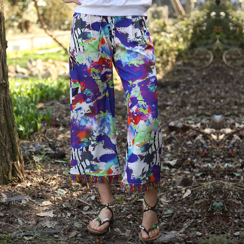 Multi-Color Digital Print Wide-Leg Pants by Lalipop Design