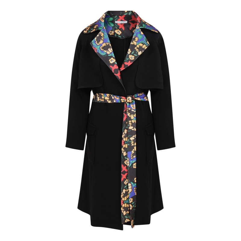 Thumbnail of Black & Floral Print Trench image