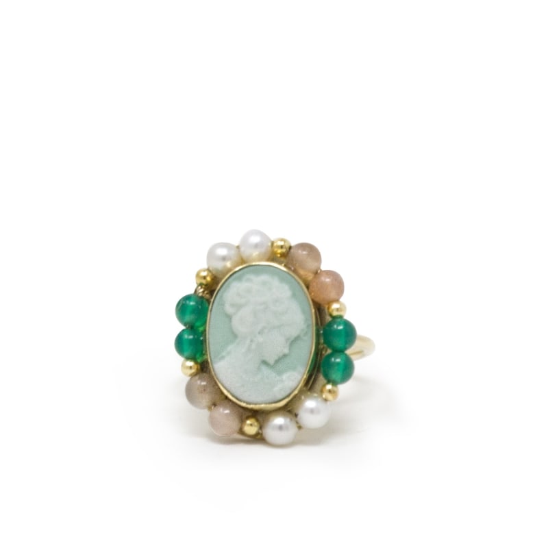 Thumbnail of Little Lovelies Gold-Plated Green Cameo Ring image