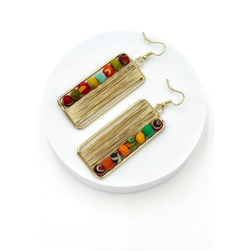 Thumbnail of Fair Trade Abacus Earrings With Upcycled Cotton Fabric image