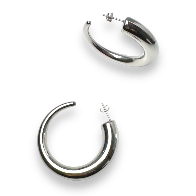 Thumbnail of Fallon Mid Size Hoop Earrings In White Gold image