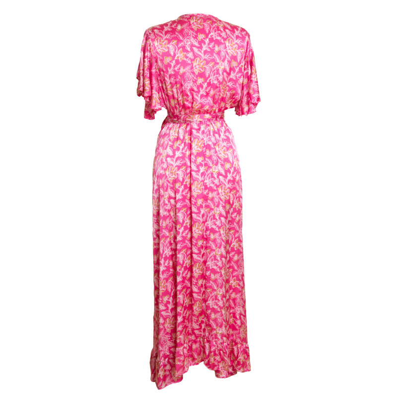 Thumbnail of Fanciful Short Sleeve Wrap Dress – Silk - Orchid Pink image