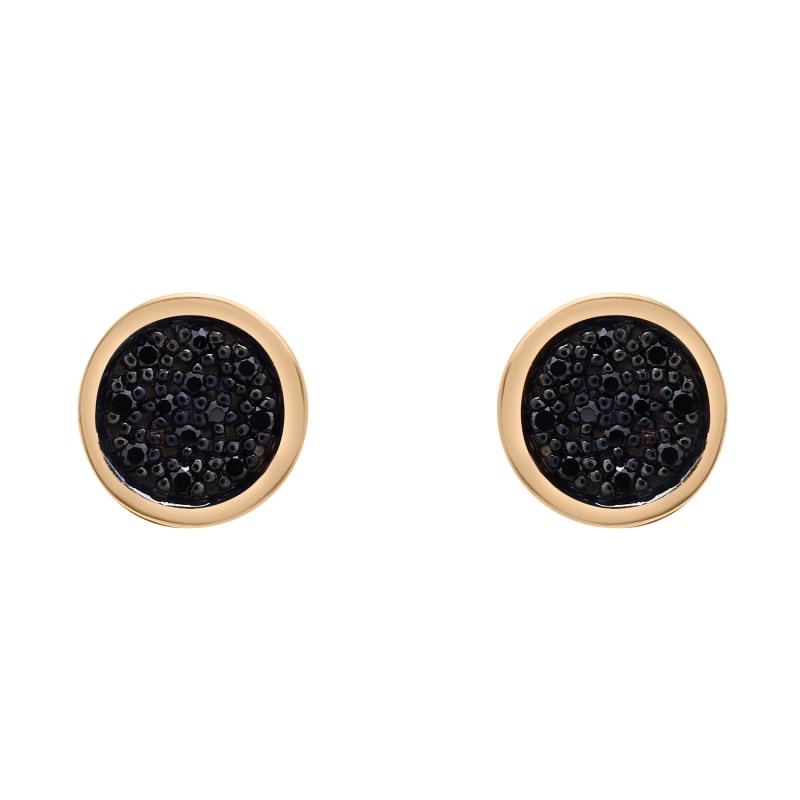 Thumbnail of Fanny- Black Diamond Circle Earrings Set In 14K Yellow Gold image