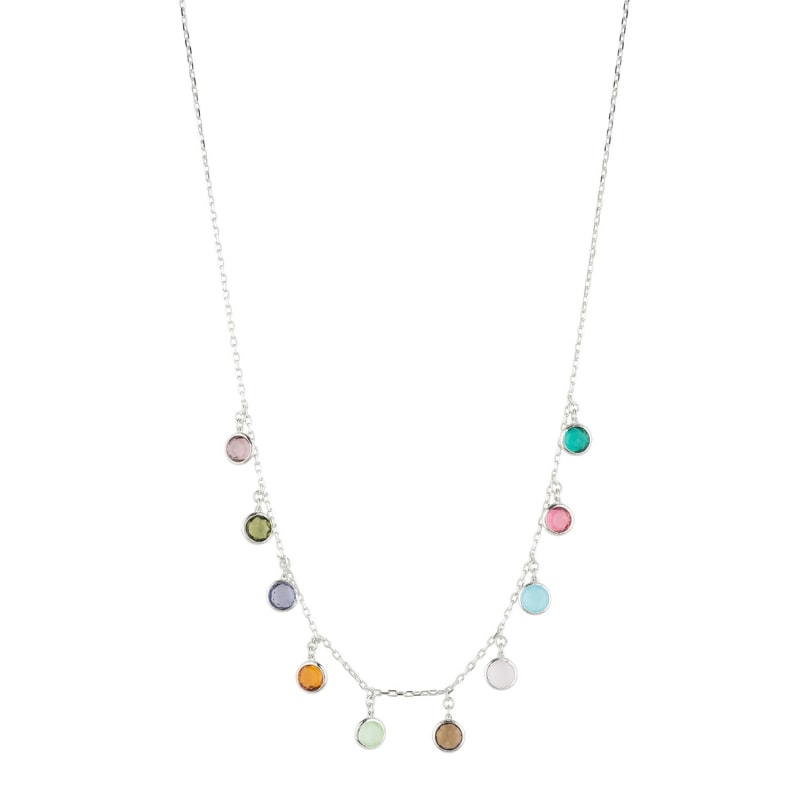 Thumbnail of Florence Multi Coloured Gemstone Necklace Silver image