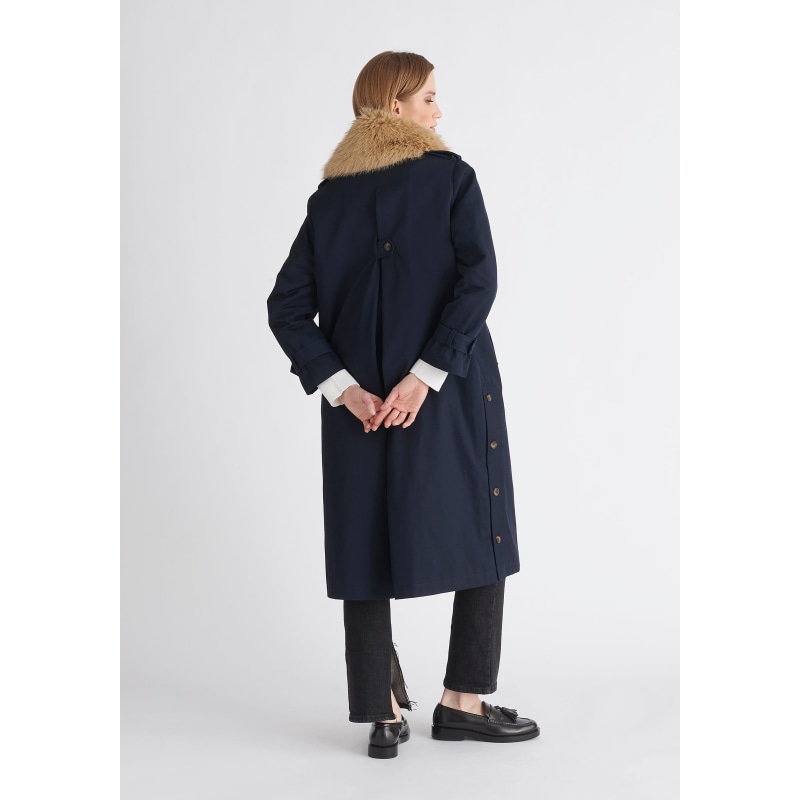 3530185 Khaki Faux Fur Collar Coat