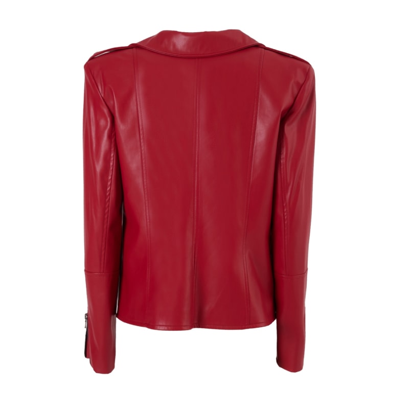Faux Leather Jacket With Shoulder Pads Red Julia Allert Wolf & Badger