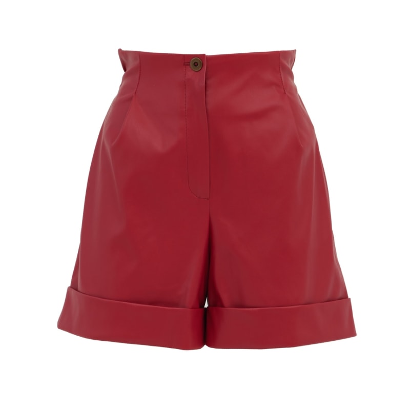 Red leather shorts online