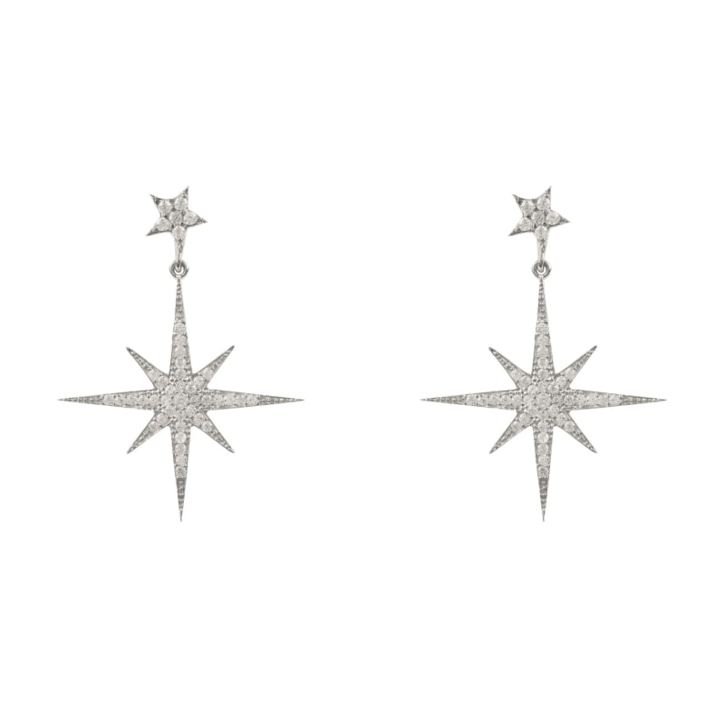 Petite Star Burst Drop Earring Silver Latelita Wolf Badger