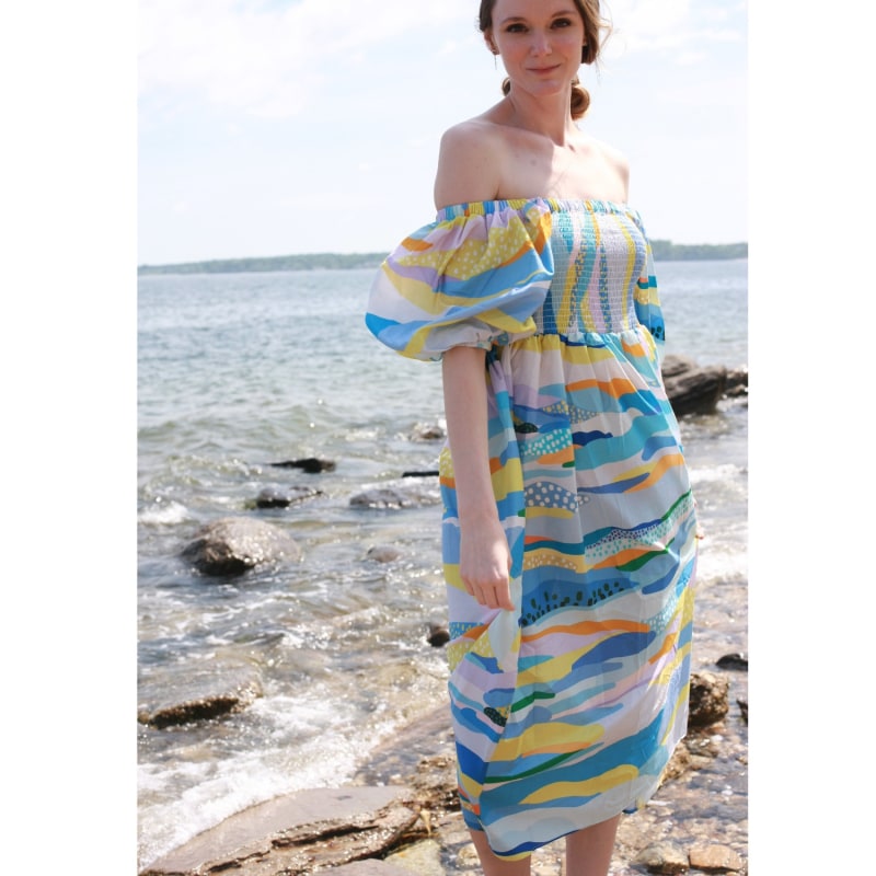 Landscape Smocked Cotton Silk Dress | Jessie Zhao New York Landscape Smocked Cotton Silk Dress | Jessie Zhao New York