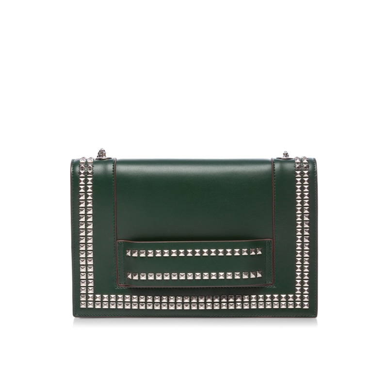 Thumbnail of Leather Shoulder Bag with Silver Studs Green image