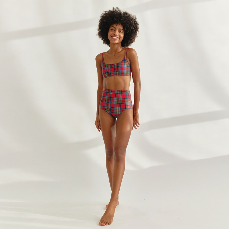 Thumbnail of Delightpool Tartan Bikini Top - Christmas Red image