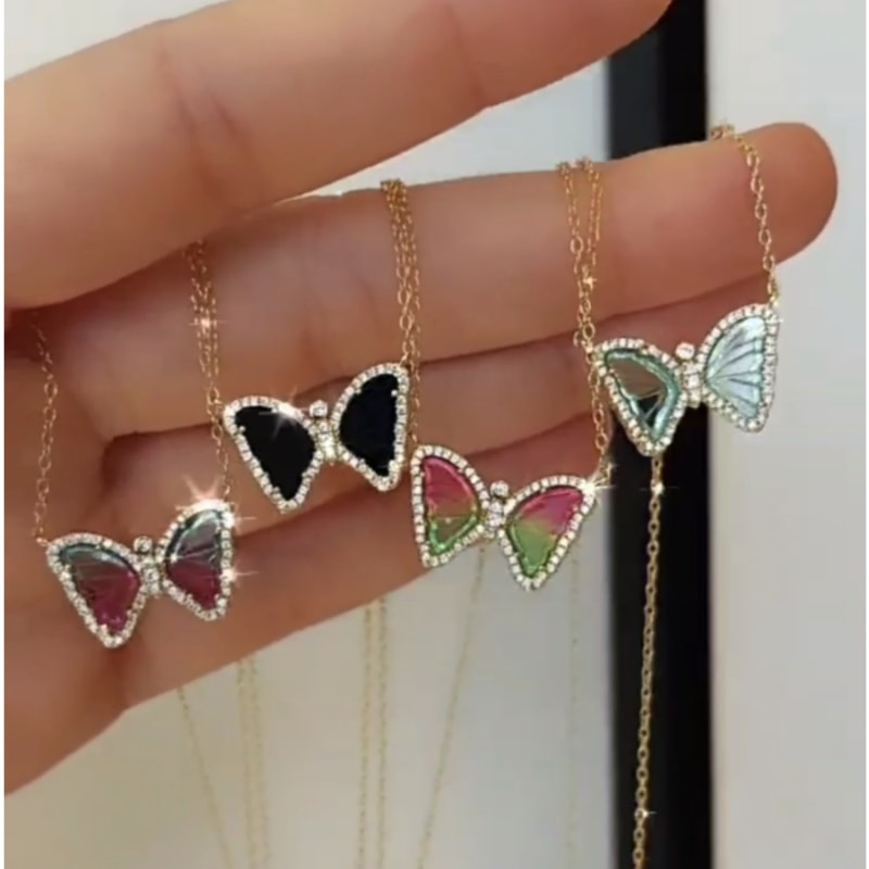 Tourmaline butterfly necklace deals