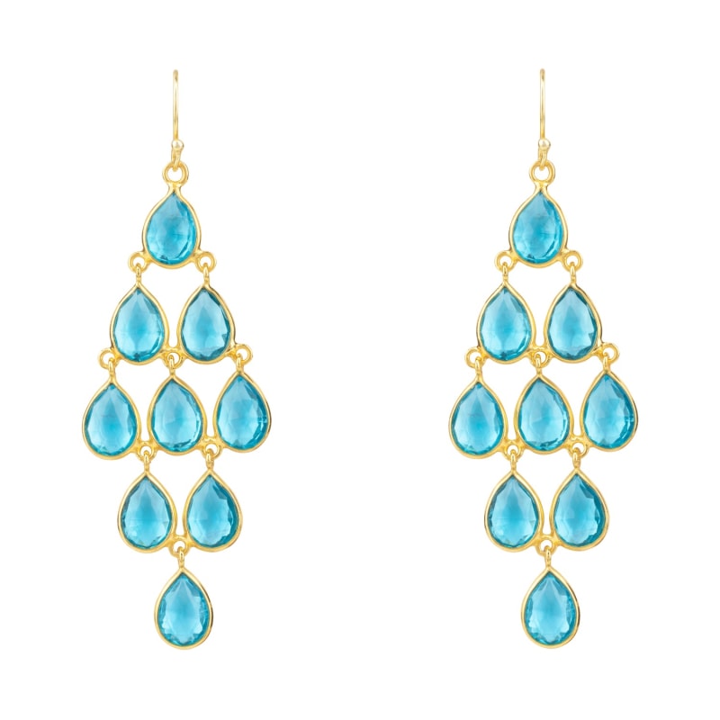 Thumbnail of Erviola Gemstone Cascade Earrings Gold Blue Topaz image