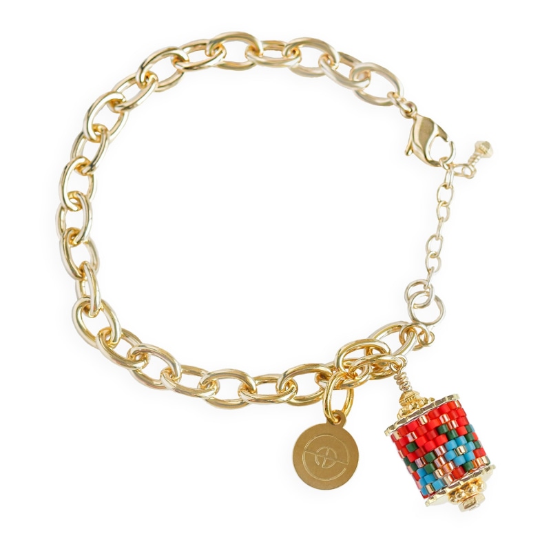 Thumbnail of Modern Peranakan Gold Charm Bracelet - Vermilion image