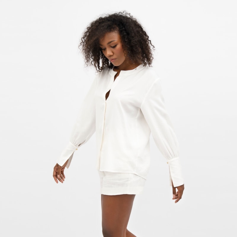 Thumbnail of Cap Ferret Tencel Long Sleeves Shirt In Porcelain White image