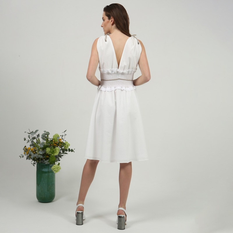 Thumbnail of White Cotton Seersucker Dress image