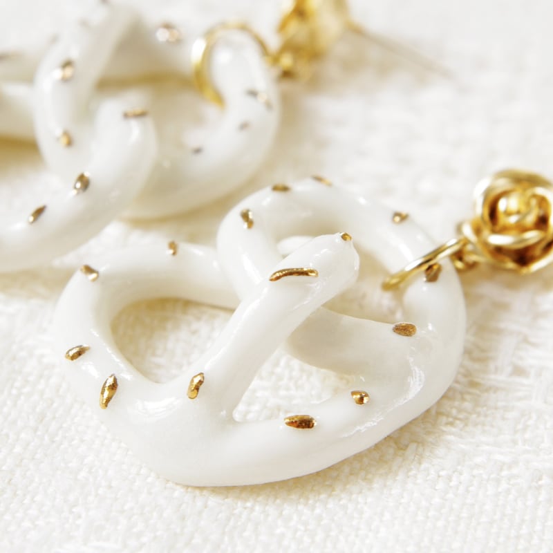 Thumbnail of Golden Rose & Salted Porcelain Pretzel Earrings image