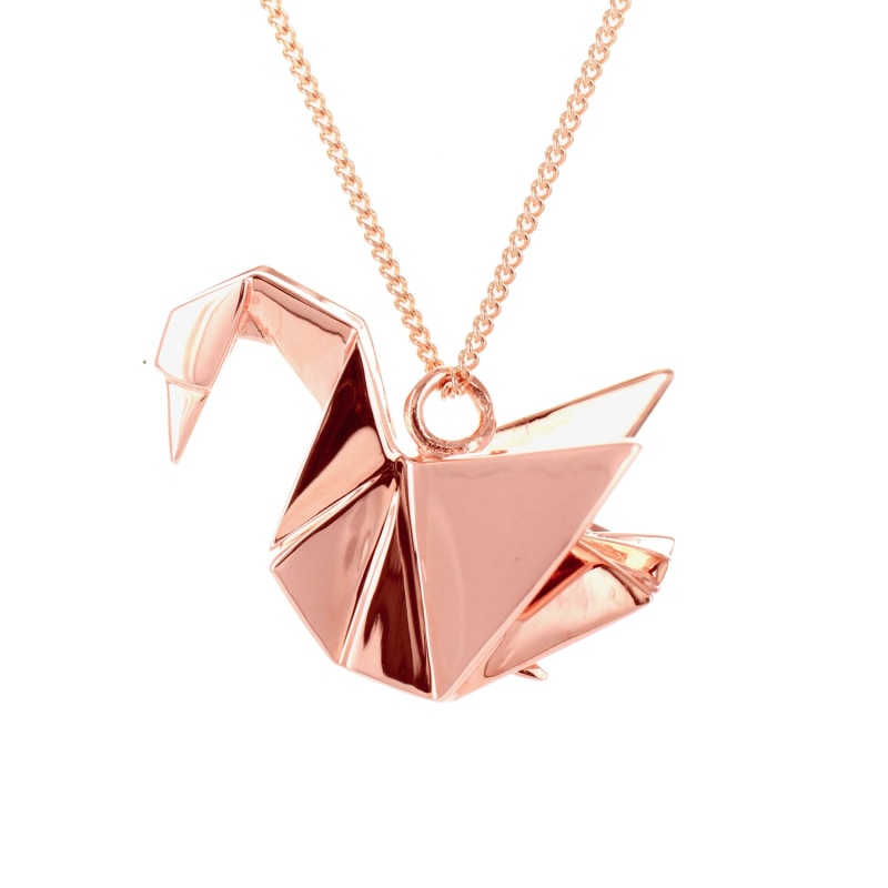 Thumbnail of Swan Necklace Sterling Silver Pink Gold Plated  image