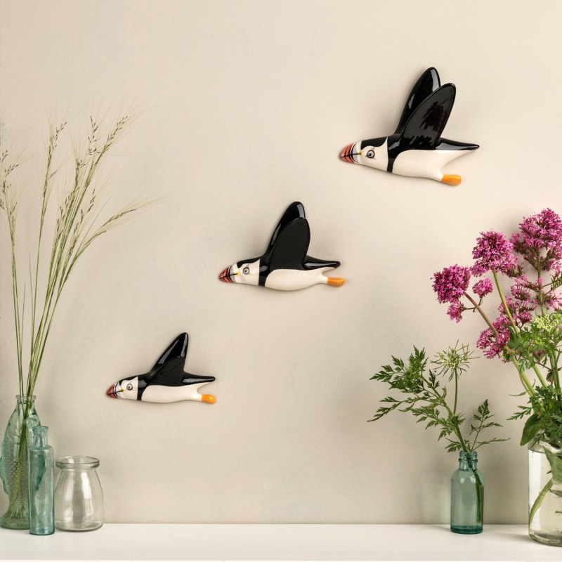 Thumbnail of Wall Mounted Puffin Flying Trio image