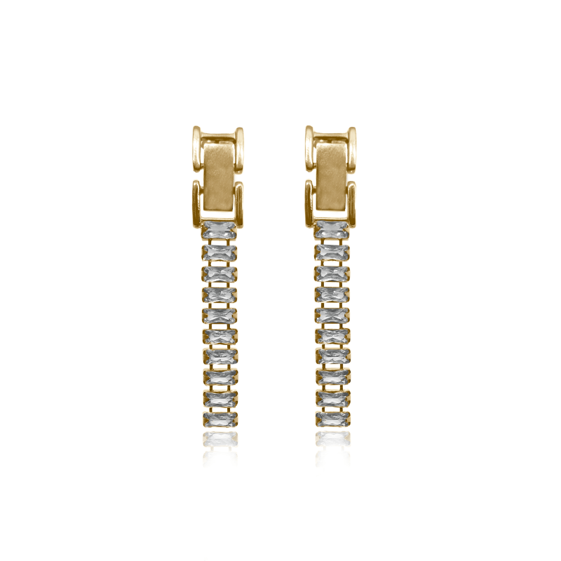 Thumbnail of Laena Baguette Gold Zircon Earrings image