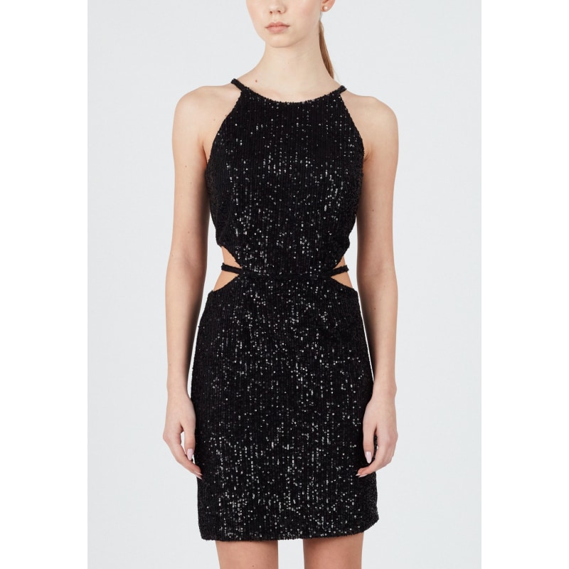 Felice Black Sequin Mini Dress With Cut Outs, UNDRESS