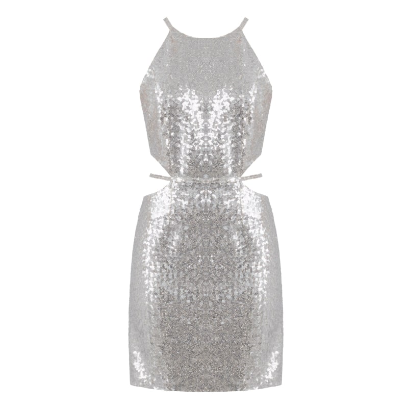 Express silver sequin dress hot sale