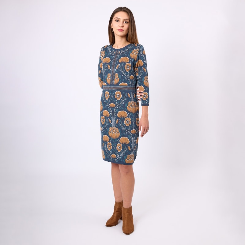 Floral Jacquard Knitted Dress
