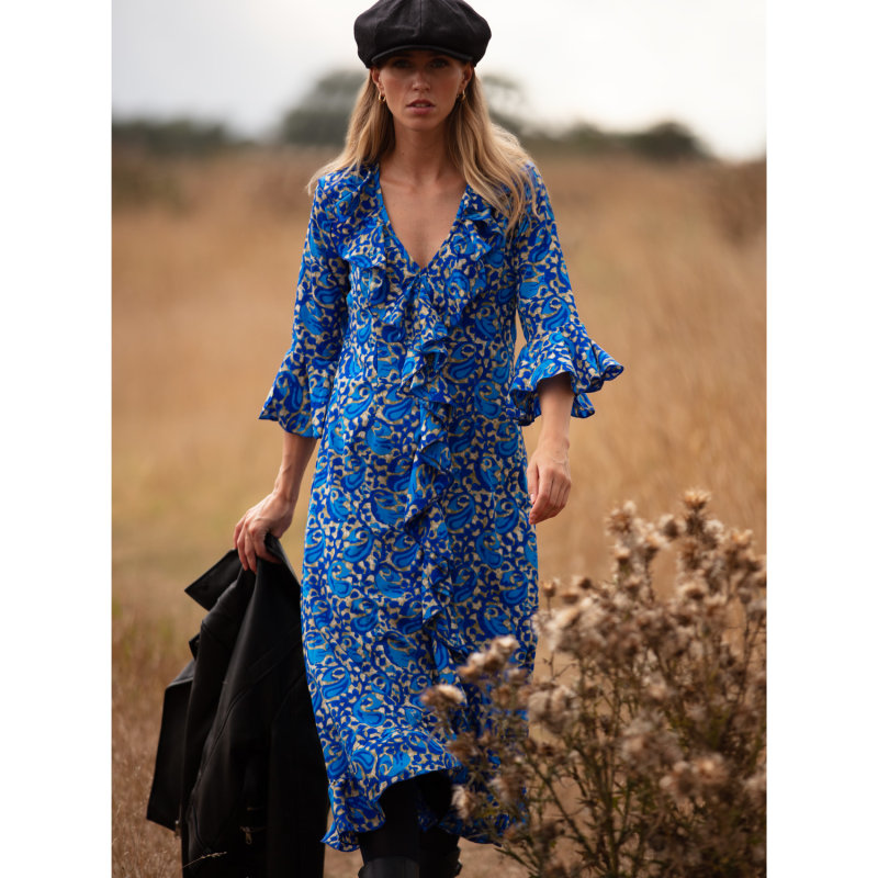 Thumbnail of Felicity Midi Dress Royal Blue Swirl image