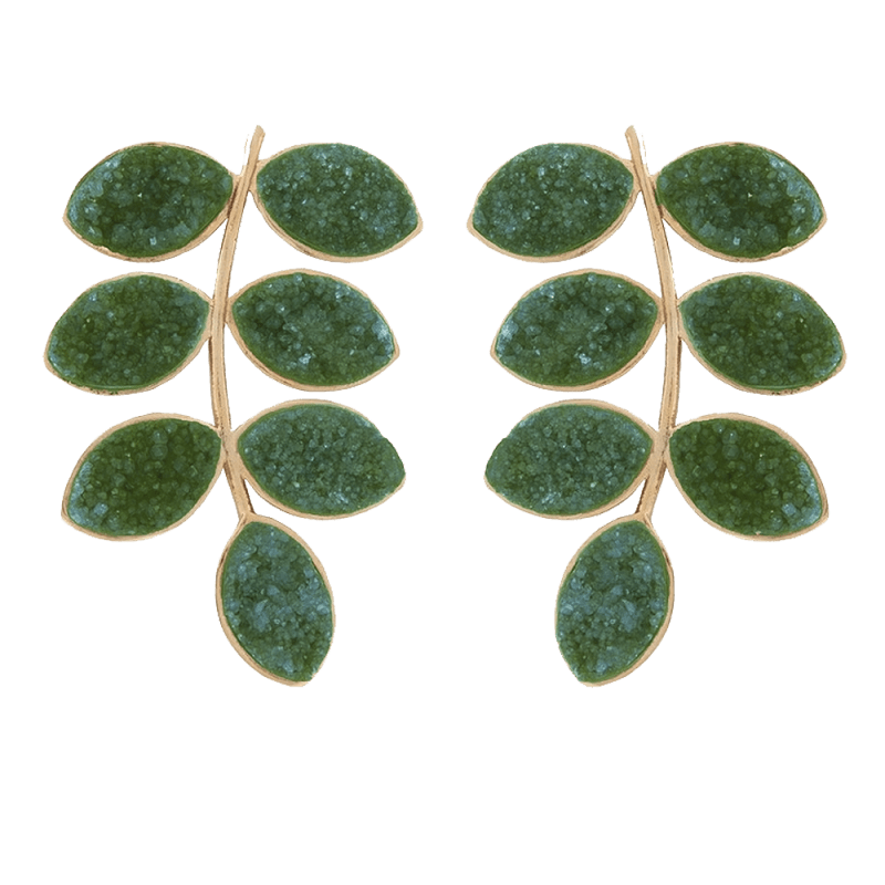 Thumbnail of Green Lavani Leaf Earrings image