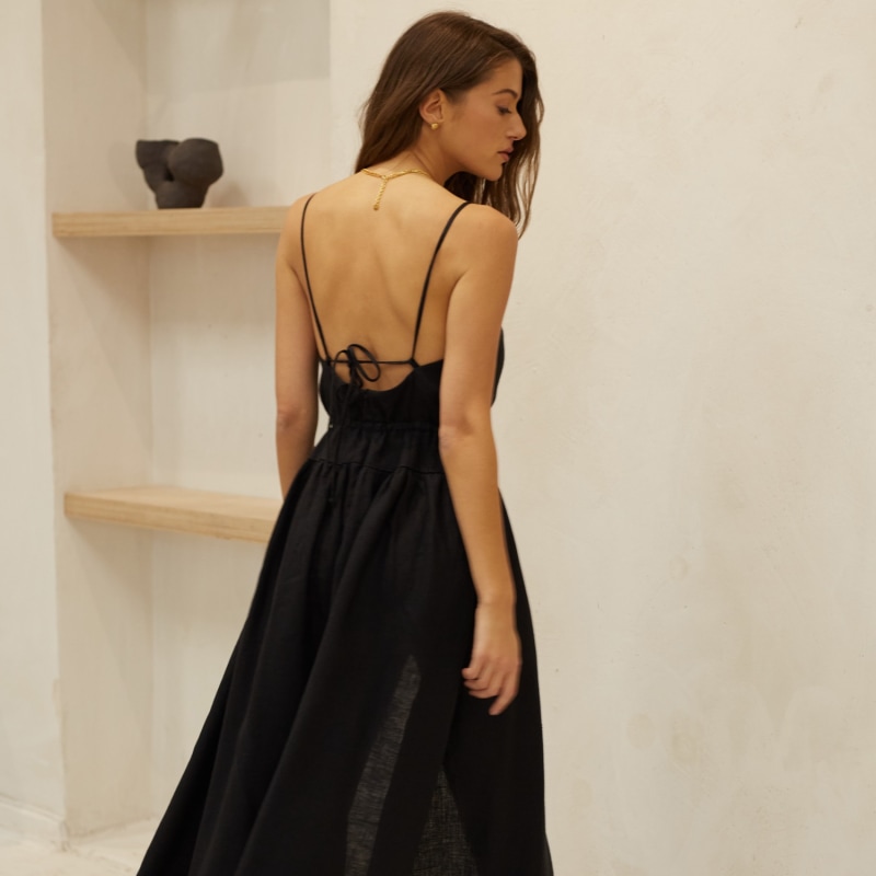 Thumbnail of Femme Linen Dress In Black image