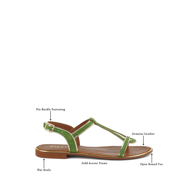 Thumbnail of Feodora Green Flat Slip-On Sandals image