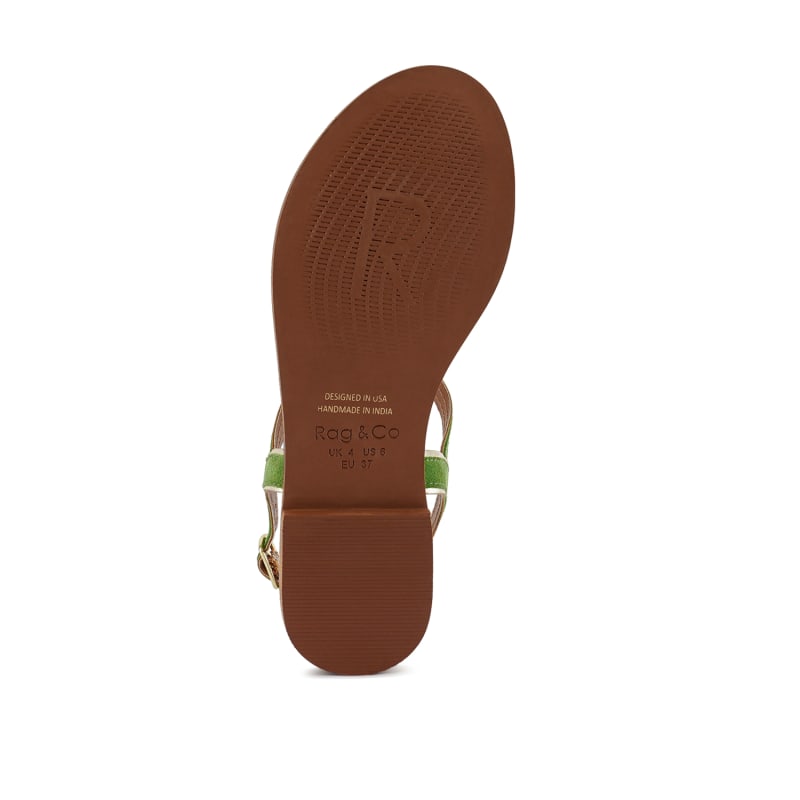 Thumbnail of Feodora Green Flat Slip-On Sandals image