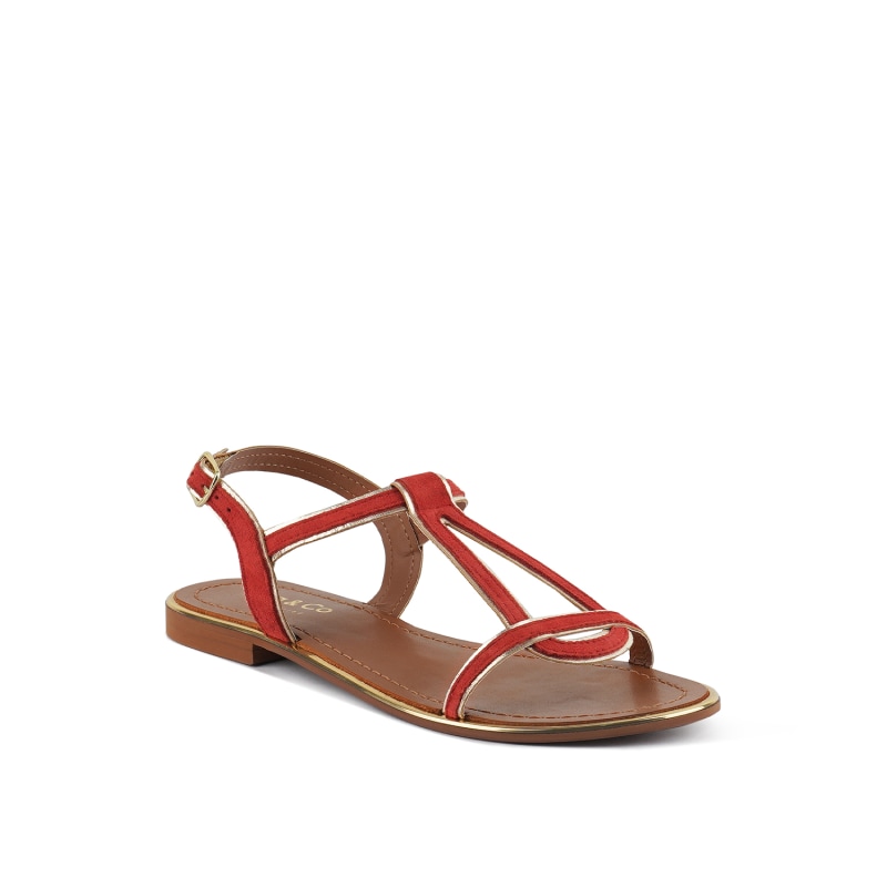 Red flat sandals with ankle strap outlet