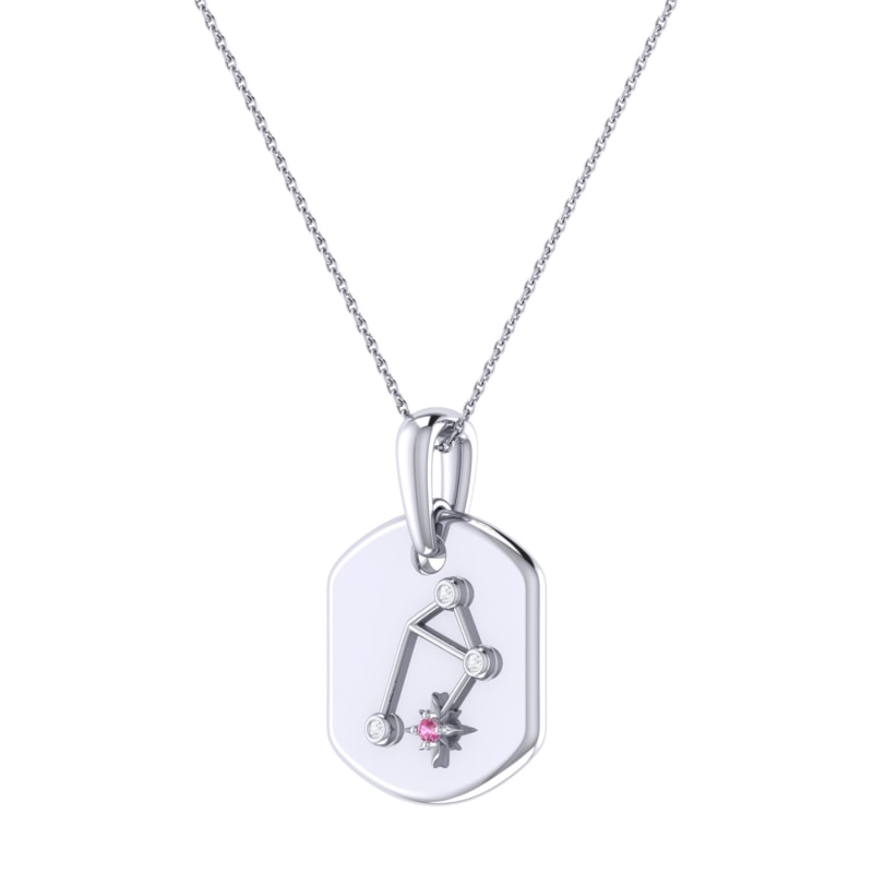 Thumbnail of Libra Scales Constellation Tag Pendant Necklace In Sterling Silver image