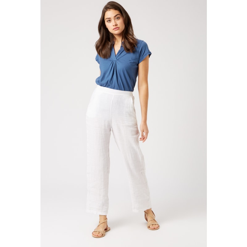 Wide Leg Linen Trousers - White by James Lakeland