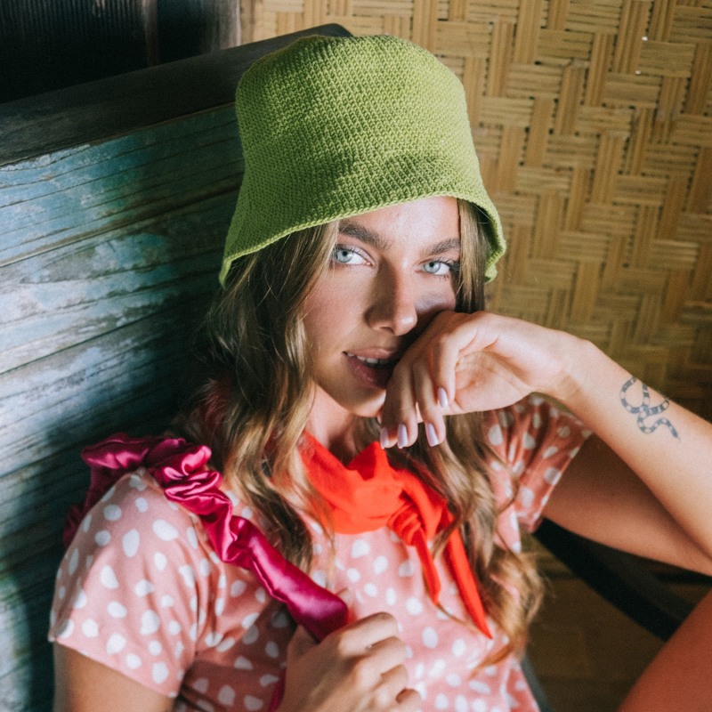 Thumbnail of Florette Crochet Bucket Hat In Lime Green image