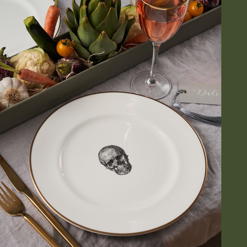 Skull Bone China Salad Plate Melody Rose London Wolf Badger
