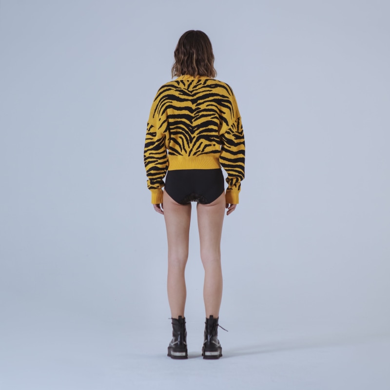 Thumbnail of Dakota Yellow/Black Tiger-Jacquard Short Cardigan image