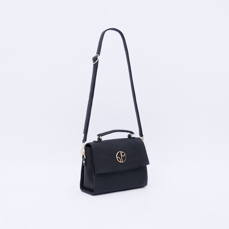 Thumbnail of London Piñatex Saddle Bag In Truffle Black image